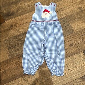 Bailey Boys Blue Gingham Santa Knee Bubble Long.